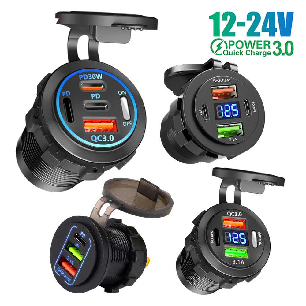 12V QC3.0 USB-C Outlet Socket  – Car Accessories Qc recenzja i cena