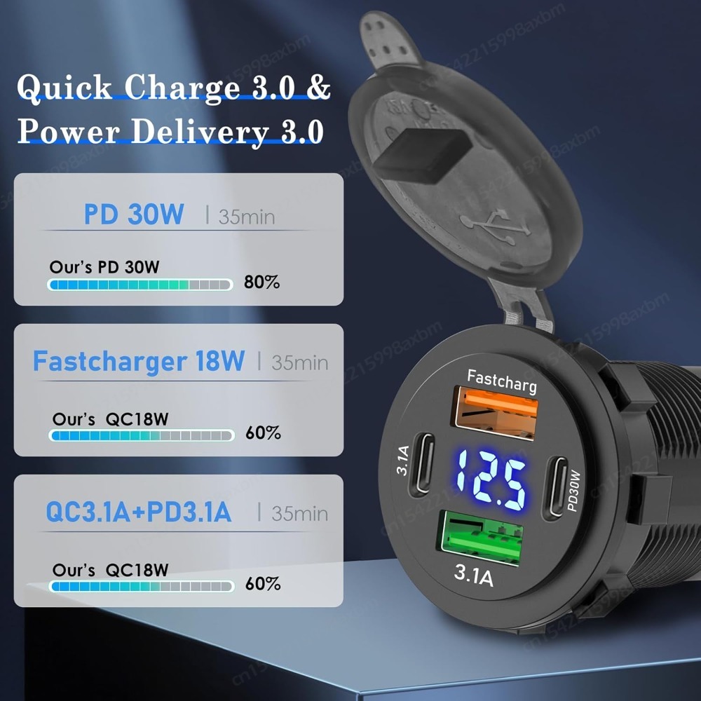 12V QC3.0 USB-C Outlet Socket  – Car Accessories Qc recenzja i cena