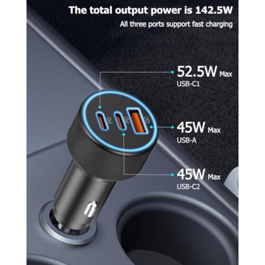 142.5W Car Charger Super Fast  – Car Accessories Qc recenzja i cena