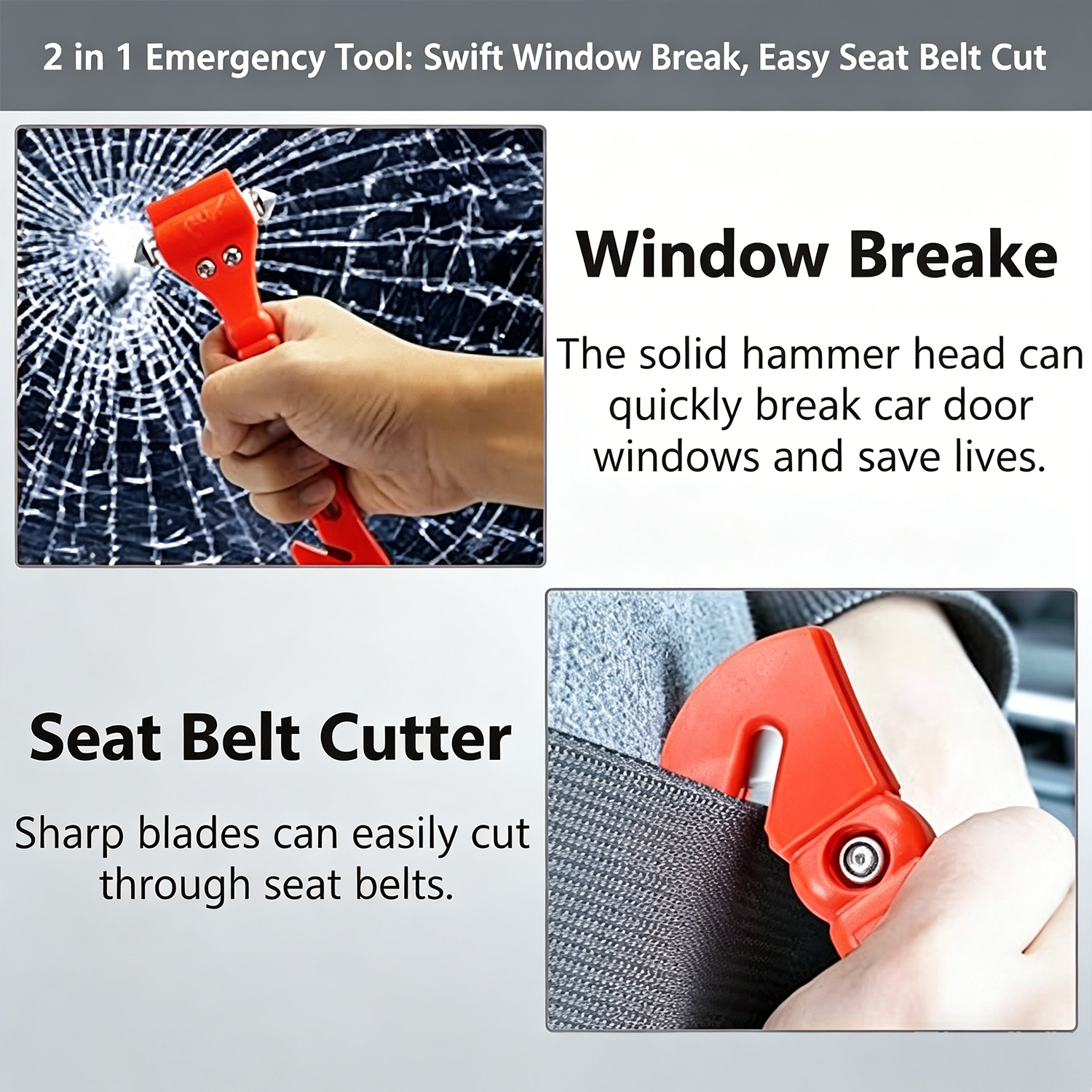 1/2PCS Survival Safety Hammer  – Car Emergency Tool Kit recenzja i cena