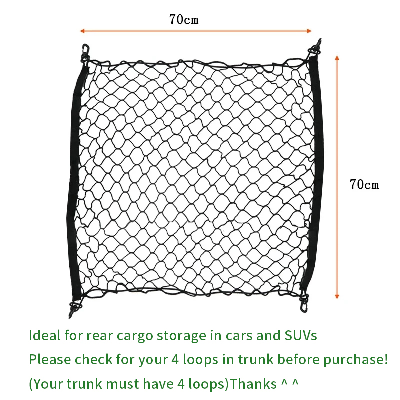 4 HooK 70x70 CM Car Trunk Net  – Car Cargo Net Trunk recenzja i cena