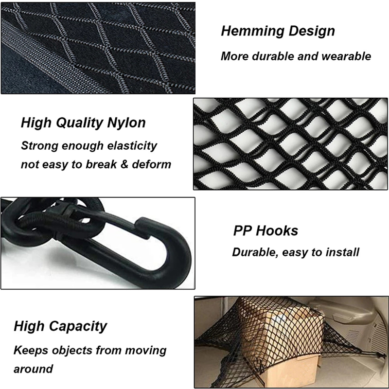 4 HooK 70x70 CM Car Trunk Net  – Car Cargo Net Trunk recenzja i cena